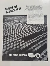 1942 The Texas Company Texaco Gasoline Fortune WW2 Print Ad War Barrels Drums picture