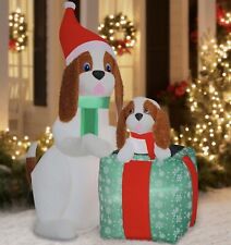 Airblown Inflatables Christmas 6 Foot Fuzzy BEAGLE Dog Family Scene DECOR NEW picture