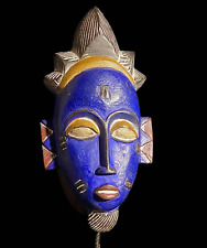 African Wood Mask The Tribal Mask Antiques Traditional Blue Guru Mask-7371 picture