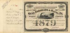 Gulf, Colorado and Sante Fe Railway Co. - Stock Certificate - Railroad Stocks picture