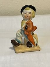 Japan Figurine Vintage Boy W/ Umbrella, 4 1/4 Inch, Preowned picture