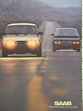'83 Saab Intelligent Car Highway Headlights 1980's Mancave Vintage Print Ad 1983 picture