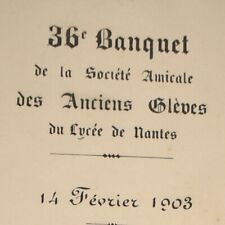 1903 Lycée de Nantes Student Reunion Banquet Menu Georges Clemenceau France picture