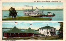 1923 Boat landing trolly entrance point Chautaugua NY postcard a16 picture