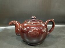 Vintage ROSKO Teapot Japan Brown Pottery Redware, Downward Spout picture