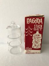 Vintage Bartlett Collins Clear Glass Pagoda Stack Set Candy Nuts Snacks NOS picture