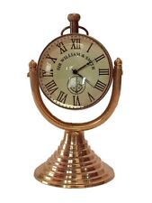 Handmade Vintage Desk Clock Brass Finish Nautical Collectible For Home Decor picture