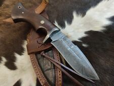 Handforged Damascus Steel Knife Bobcat Knife, K-bar, With Leather Sheath  picture