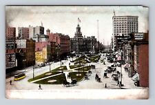 Detroit MI-Michigan, Birds Eye View Cadillac Square, Antique Vintage Postcard picture