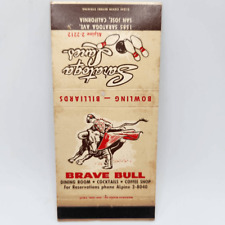 Vintage Matchcover Saratoga Lanes San Jose California Brave Bull picture