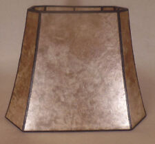 New Rectangle Mica Lamp Shade Parchment Color Cut Corner Copper Foil Frame 707N picture