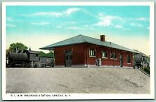 DL&W Railroad Station Depot Greene New York NY UNP Unused WB Postcard D14 picture