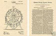 1st FERRIS WHEEL US  Patent 1893 Art Print READY TO FRAME Thomas roundabout picture