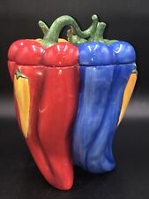 Rare  Vintage Striking Red Hot Peppers Huge  Ceramic Cookie Jar GIBSON picture