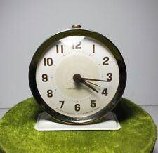 Westclox America Wind Up Alarm Clock Beige Metal Vintage-Working picture