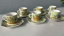 SGC Fine Italian Designs Small Teacups & Saucers- Retro Set Of 6 Cottagecore picture