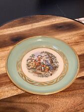 Vintage, HYALYN Plate 8inches. Heavy, Gold And Turquoise/green. Victorian picture