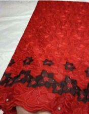 Red & Black Cotton Lace Fabric.   5yards picture