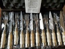 Gran Criollo Knife & Fork Set Argentine Handcrafted Stainless Steel Wood Bone picture