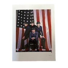 The Beatles Studio Pose With American Flag 16x12 portrait, photo reprint picture