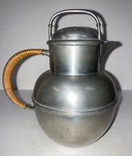 30s Plymouth Pewter 82428 American Pewter 5.75” Cane Wrapped Handle Hot Milk Jug picture