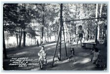 1954 Roy Lodge Playground Bike Swing Roy Lake Brainerd MN RPPC Photo Postcard picture