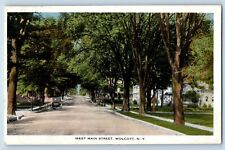 Wolcott New York Postcard West Main Street Trees Road Classic Cars 1918 Vintage picture