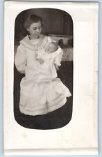 Dorrance Kansas KS Postcard RPPC Photo Mother And Cute Baby 1911 Posted Antique picture