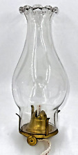 Antique No. 0 Brass Kerosene / Oil Lamp Burner w/ Lovely Petal Top Glass Chimney picture