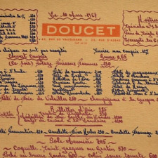 Vintage 1967 Doucet Restaurant Menu Rue De Vaugirard d'Assas Paris France picture