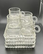 4 Vintage Hazel Atlas Snack Plate and Cup Sets Ball & Ribbed Design Pattern 1305 picture