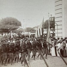 Antique 1899 General Lee's Soldiers Marching Stereoview Photo Card V3285 picture