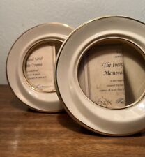 Vintage Retired Creme Lenox Circle Frame Set 24k Gold Trim Ceramic/Porcelain picture