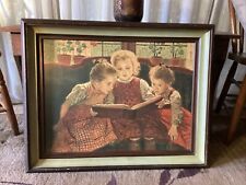 Walther Walter Firle Signed 29 by 23 in Nice Wooden Frame 3 Sisters Story Book picture