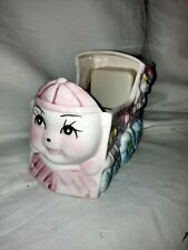 Vintage Reuben's Ceramic Baby Train Music Box Vase/Planter Pink Plays Lullaby picture