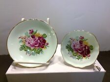 Vintage Paragon Bone China Cabbage Rose Pale Green Cup & Saucer Set picture
