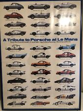 AWESOME Porsche Poster tribute to Porsche at Le Mans 1990 Laguna Seca picture