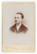 Antique Circa 1880s Cabinet Card J.W. Bakere Handsome Young Boy San Francisco CA picture