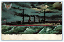 1909 US Battleship By Moonlight Battlecreek Iowa IA Posted Antique Postcard picture
