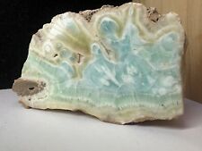 Rare Caribbean Blue Calcite and Aragonite Thick Half Stone Polished Face 4