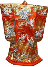 Japanese Silk Kimono Uchikake Vintage Gorgeous wedding  Gold embroidery (u48) picture