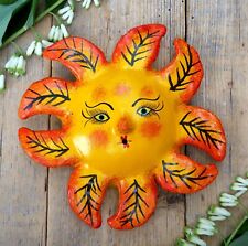 Sun Face Coconut Wall Ornament Handmade Hand Painted Guerrero Mexican Folk Art picture