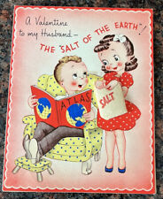 Vintage Rust Craft VALENTINE Card To Husband~Salt Of Earth~40s/50s~Unused picture