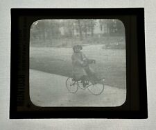 Antique Stereopticon Glass Magic Lantern Slides Girl on Tricycle #4 picture