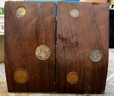 Vintage Pair of Handmade Australian Bookends with Inlaid 1940's Coins 7