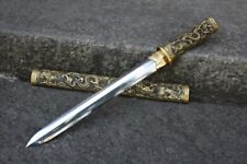 Rare Boutique Chinese Short Sword Tanto Full Copper Clay Tempered Folded Steel  picture