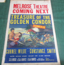 Treasure of the Golden Condor 1953 Window Card 14 x 22 Cornel Wilde Fay Wray VG picture