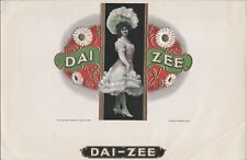 SCARCE ~ EMBOSSED ANTIQUE CIGAR BOX LABEL LITHOGRAPH DAI ZEE  TOBACCO AMERICAN picture