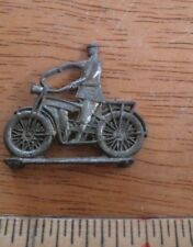 Silver Motorcycle rider Cracker Jack Vintage metal prize Original 1920s picture