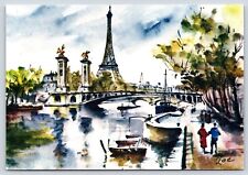 France Paris Eiffel Tower Art Vintage Postcard Continental picture